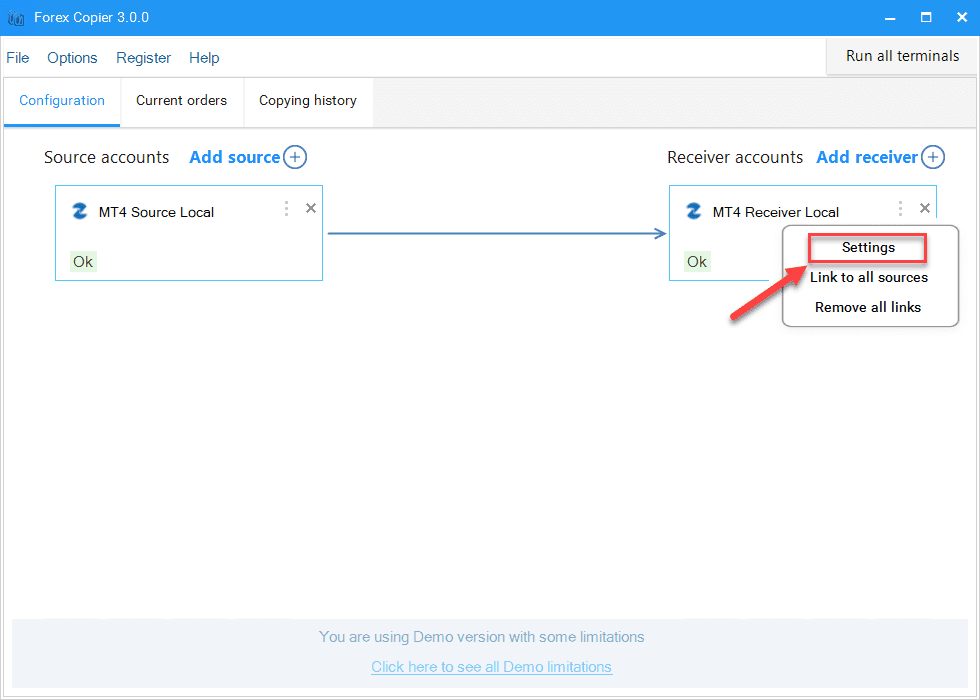 How to configure Forex Copier Receiver